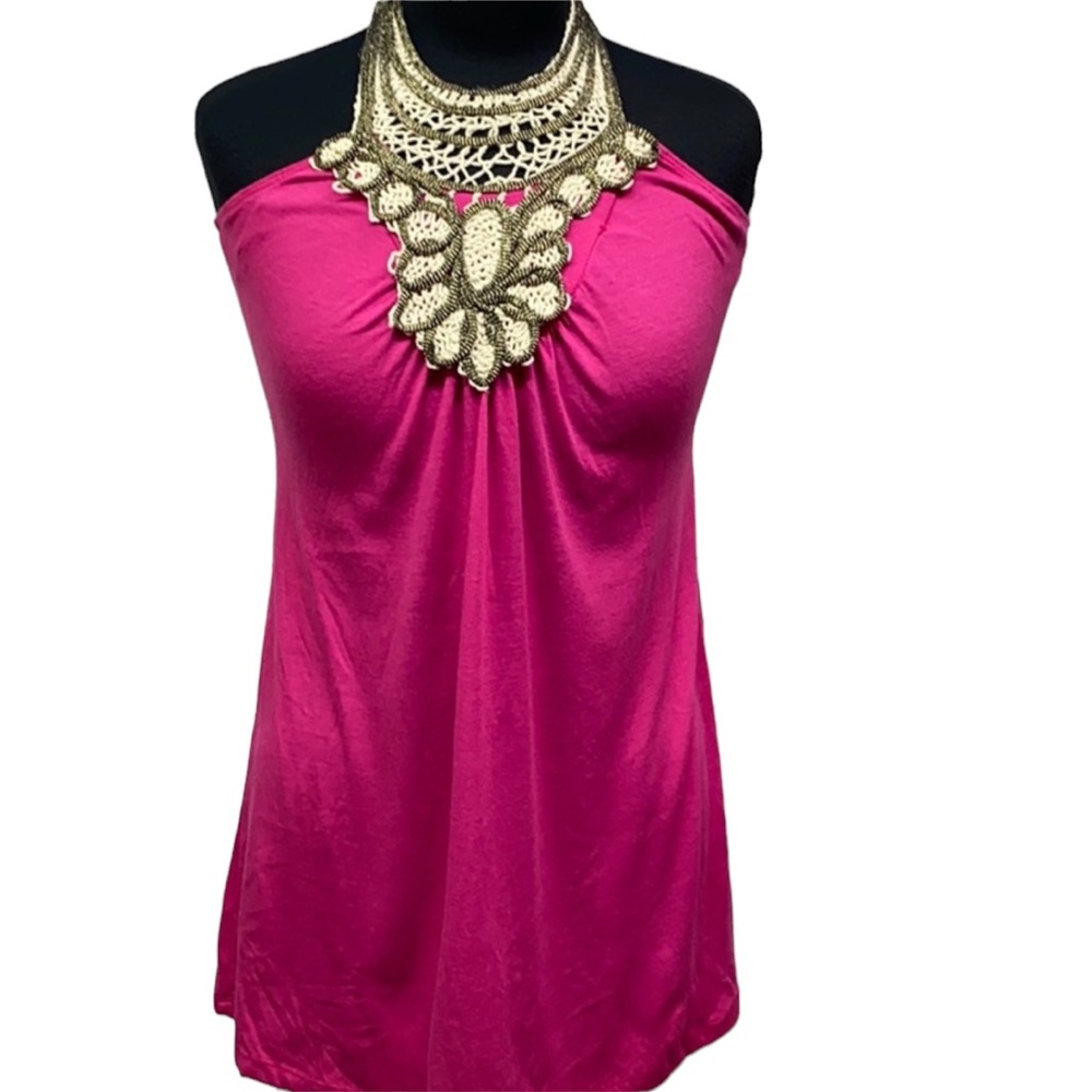 L8teR Rhinestone Neck Halter Top